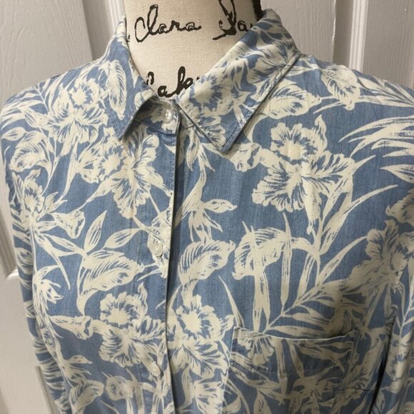 Tommy Bahama flora print sketched Woman Island trend blouse 100% Tercel  Size M - Picture 14 of 14